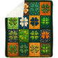 Lucky Four-Leaf Clover Fleece Blanket, A Tapestry Of Irish Luck Shamrock Woven Blanket, Sherpa Blanket Patrick's Day Gift For For Irish Lovers