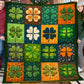 Lucky Four-Leaf Clover Fleece Blanket, A Tapestry Of Irish Luck Shamrock Woven Blanket, Sherpa Blanket Patrick's Day Gift For For Irish Lovers