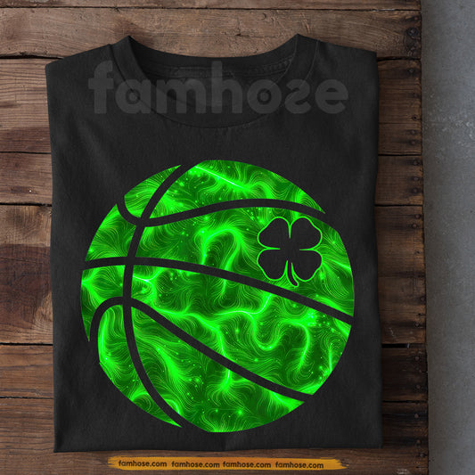Four-Leaf Clover Basketball T-shirt, When Basketball Glows With Irish Fortune Tees St Patrick's Day Gift For Basketball Lover