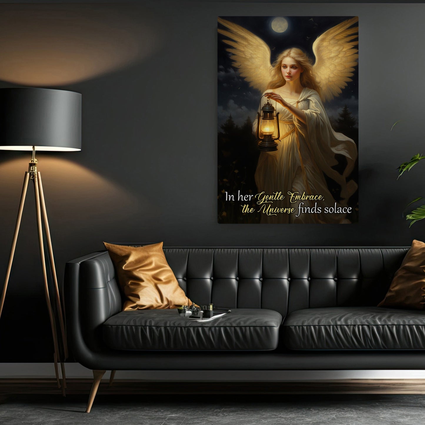 In Her Gentle Embrace The Universe Finds Solace, Angel Canvas Painting, Wall Art Decor - Angel Poster Gift