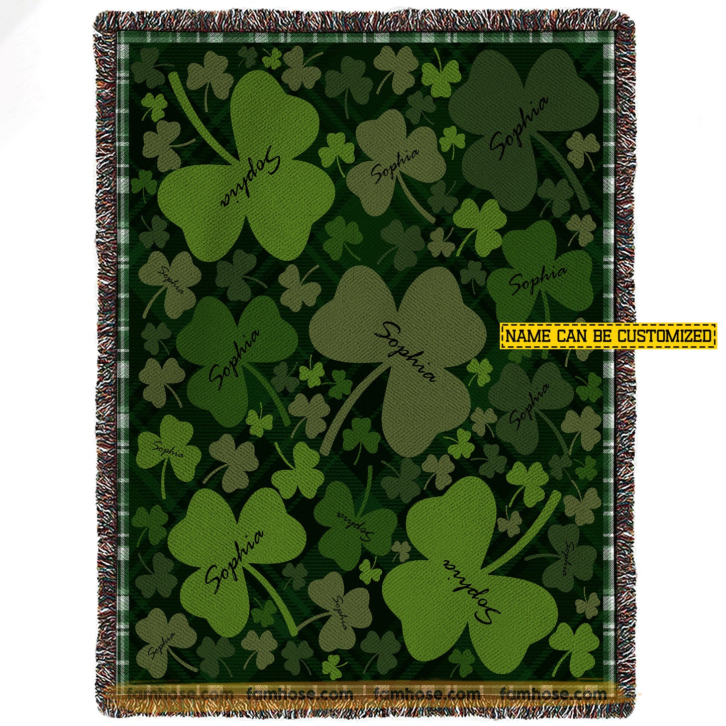 Personalized Lucky Shamrock Fleece Blanket, A Sea Of Shamrocks Woven Blanket, Sherpa Blanket Patrick's Day Gift For For Irish Lovers