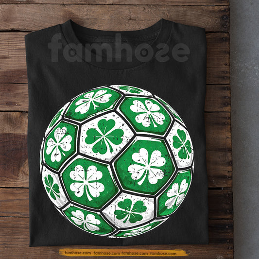 Four-Leaf Clover Soccer T-shirt, Luck In Every Kick Tees St Patrick's Day Gift For Soccer Lover