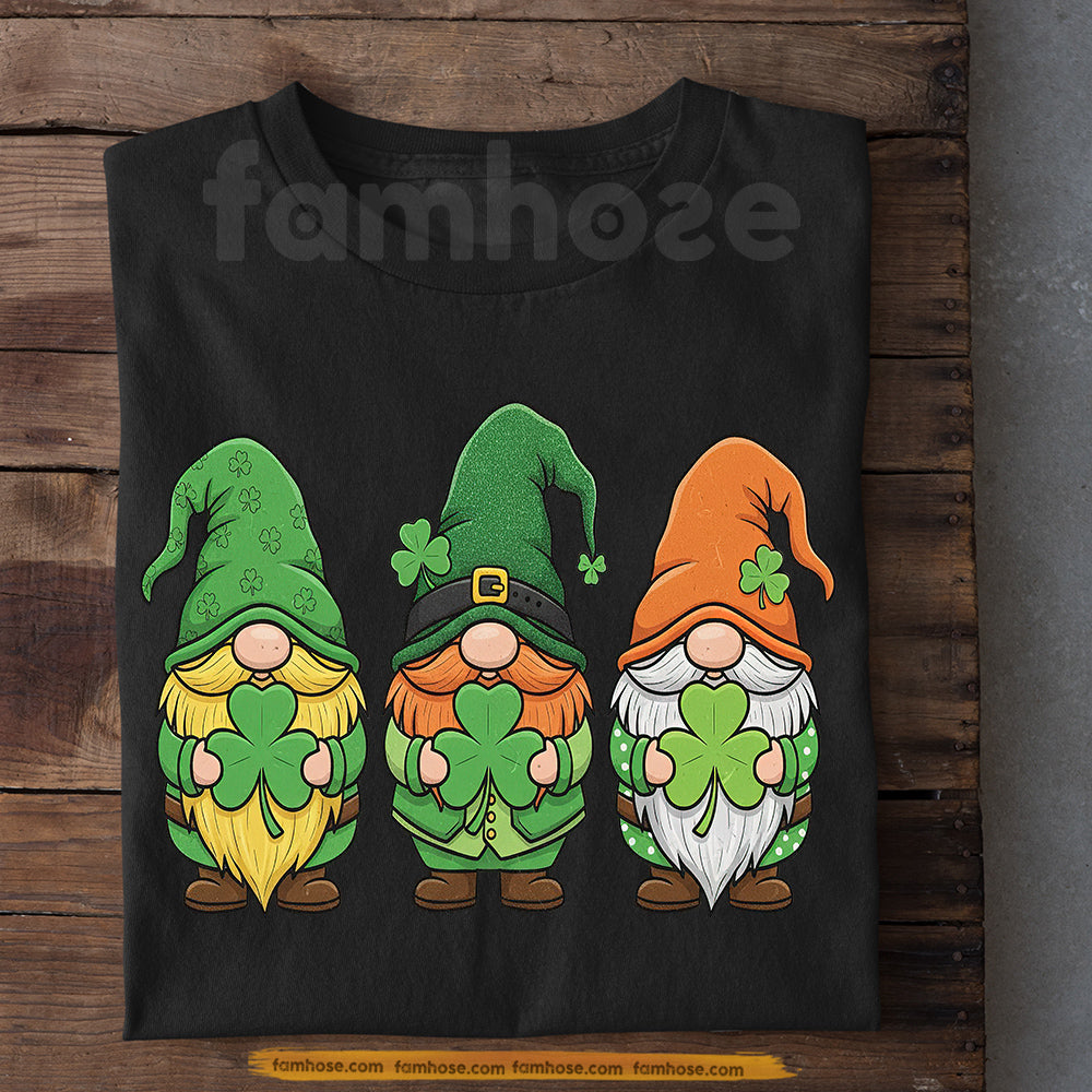Lucky Shamrock Gnome T-shirt, Gnomes Guarding Irish Luck Tees St Patrick's Day Gift For Gnomie Lover