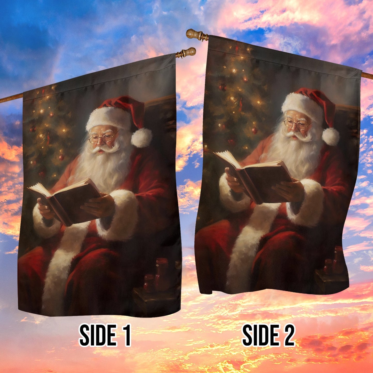 Funny Santa's Storytime, Santa Claus Garden Flag - House Flag, Christmas Flag Gift For Santa Claus Lovers