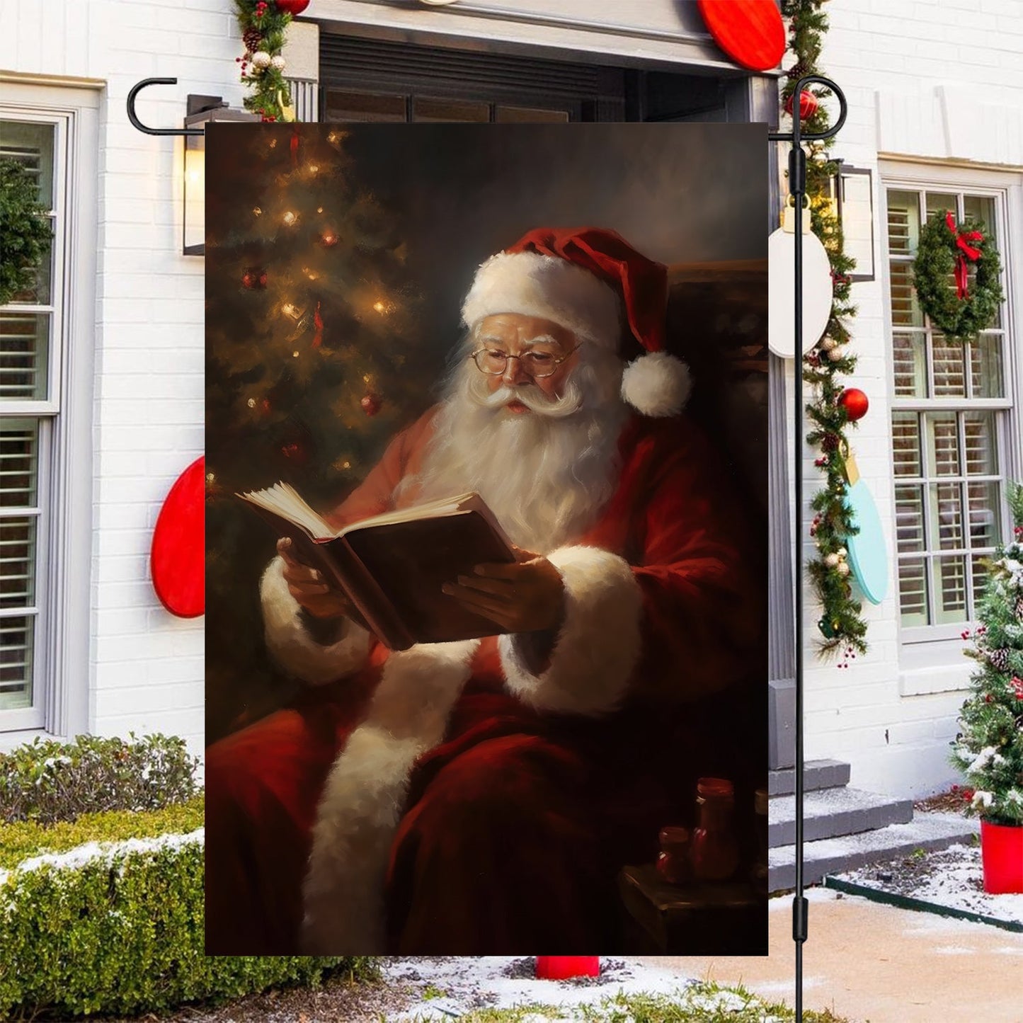 Funny Santa's Storytime, Santa Claus Garden Flag - House Flag, Christmas Flag Gift For Santa Claus Lovers