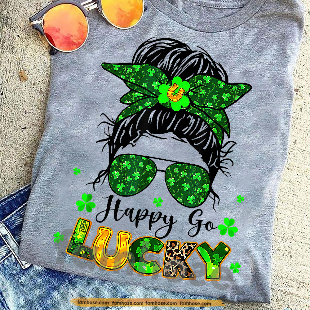Shamrock Lucky Girl T-shirt, Happy Go Lucky Tees St Patrick's Day Gift For Irish Lover