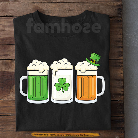 Lucky Shamrock Beer T-shirt, Three Beers One Irish Mood Tees St Patrick's Day Gift For Irish Lover