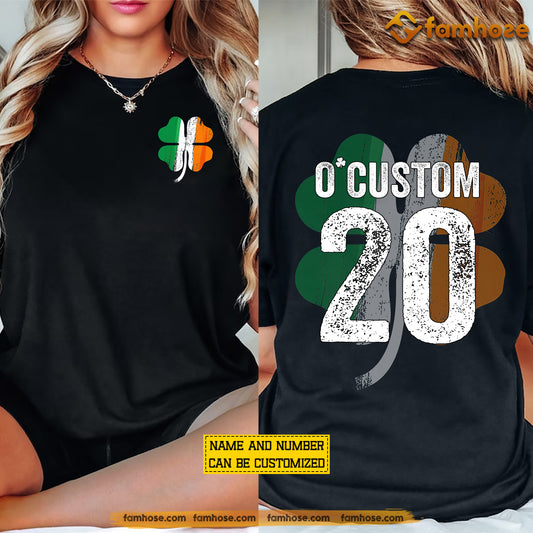 Personalized Four-Leaf Clover Two-Sided T-shirt, Wear Your Irish Luck Shamrock Tees St Patrick's Day Gift For Irish Lover