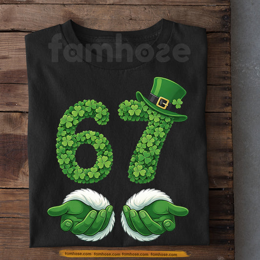 Lucky Shamrock 67 Meme T-shirt, Christ Beside Me Tees St Patrick's Day Gift For Irish Lover