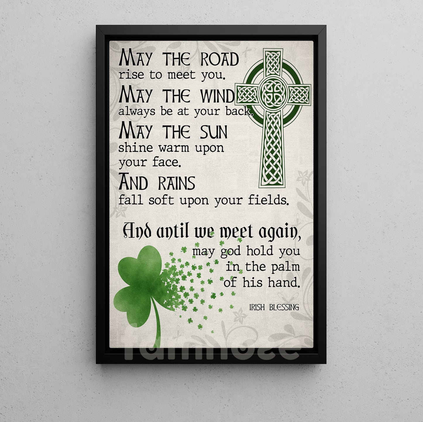 Lucky Shamrock Canvas Painting, May The Road Rise To Meet You Wall Art Decor, Poster St Patrick's Day Gift For Irish Lover