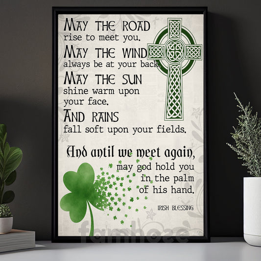 Lucky Shamrock Canvas Painting, May The Road Rise To Meet You Wall Art Decor, Poster St Patrick's Day Gift For Irish Lover