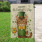 Four-Leaf Clover Cat Garden Flag & House Flag, Happy St. Cattrick's Day Irish Outdoor Decor, St Patrick's Day Yard Flag Gift For Cat Lover