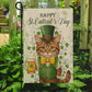Four-Leaf Clover Cat Garden Flag & House Flag, Happy St. Cattrick's Day Irish Outdoor Decor, St Patrick's Day Yard Flag Gift For Cat Lover