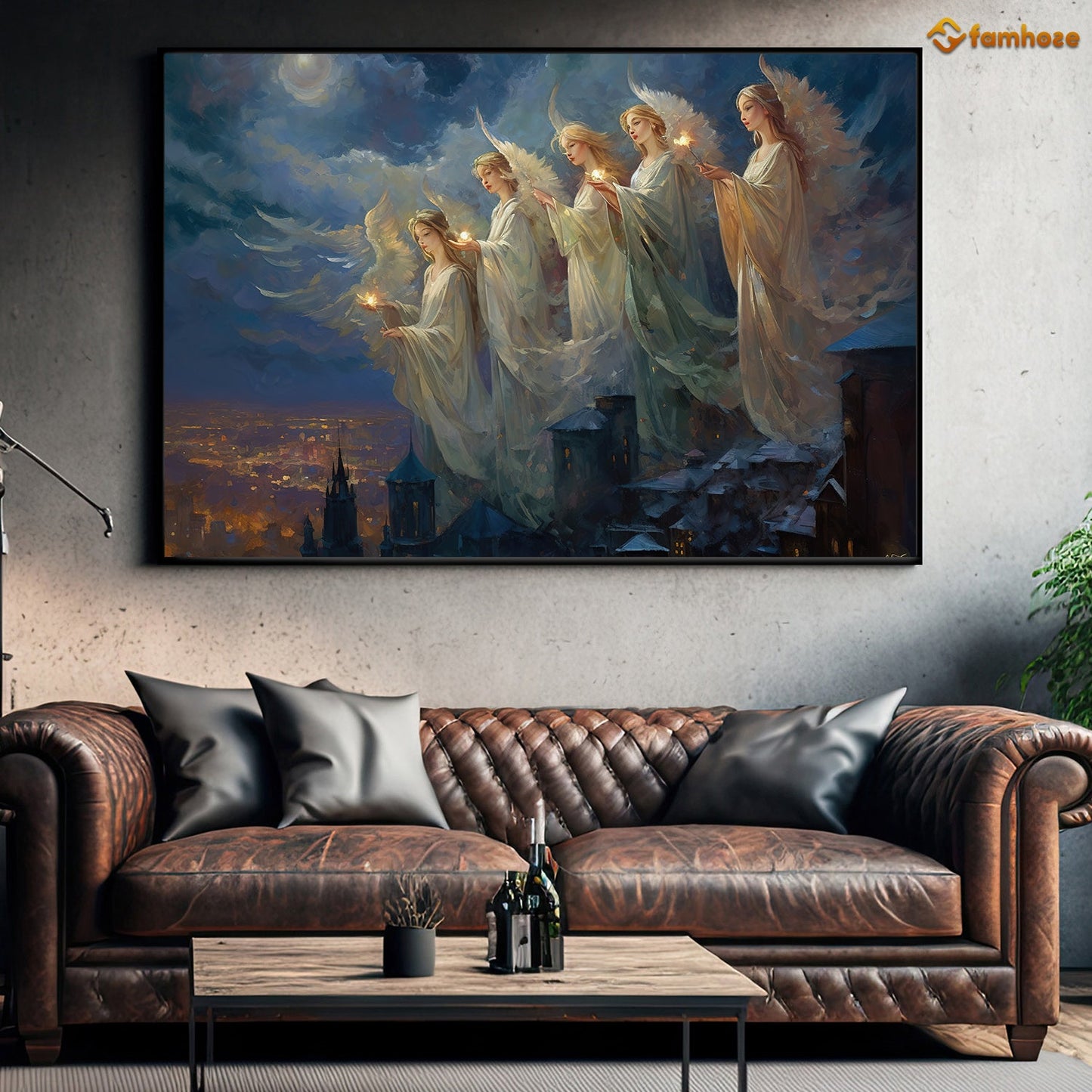 Angel Girls With Wings Christmas Canvas Painting, Xmas Wall Art Decor - Christmas Poster Gift For Decorating Your Home