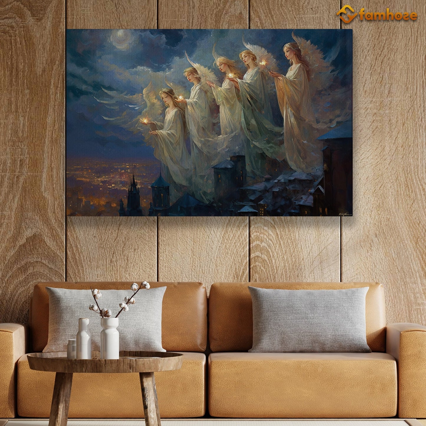 Angel Girls With Wings Christmas Canvas Painting, Xmas Wall Art Decor - Christmas Poster Gift For Decorating Your Home