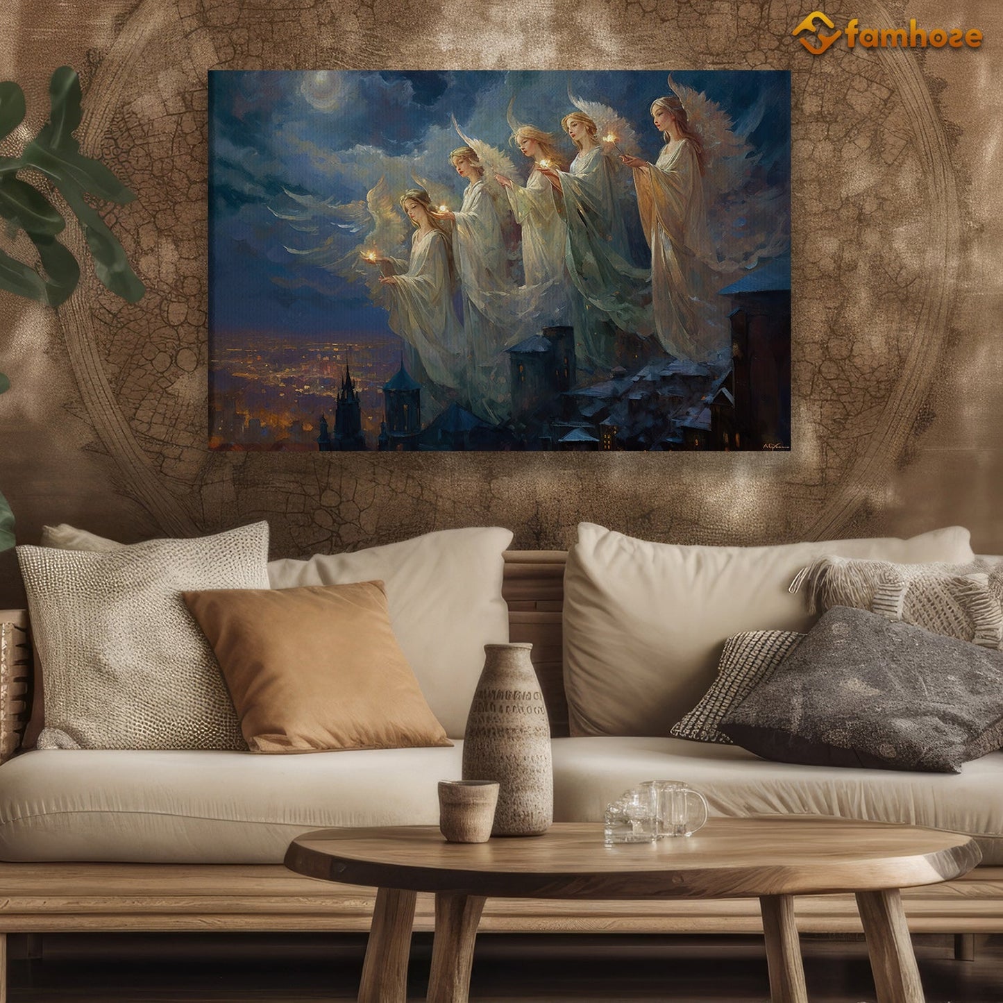 Angel Girls With Wings Christmas Canvas Painting, Xmas Wall Art Decor - Christmas Poster Gift For Decorating Your Home