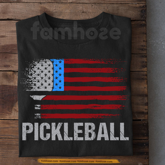 Pickleball American Flag T-shirt, Patriotic Sport Tee Gift For Pickleball Lovers