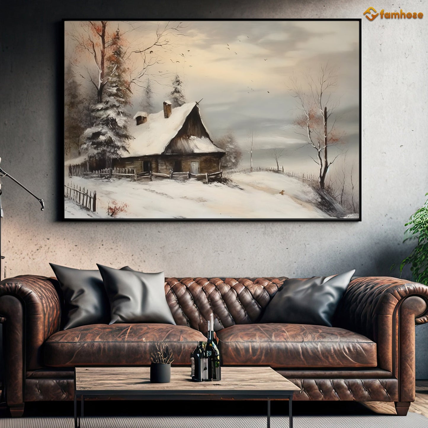 The House Is Covered With Snow During Christmas Season Christmas Canvas Painting, Xmas Wall Art Decor - Christmas Poster Gift For Farmers