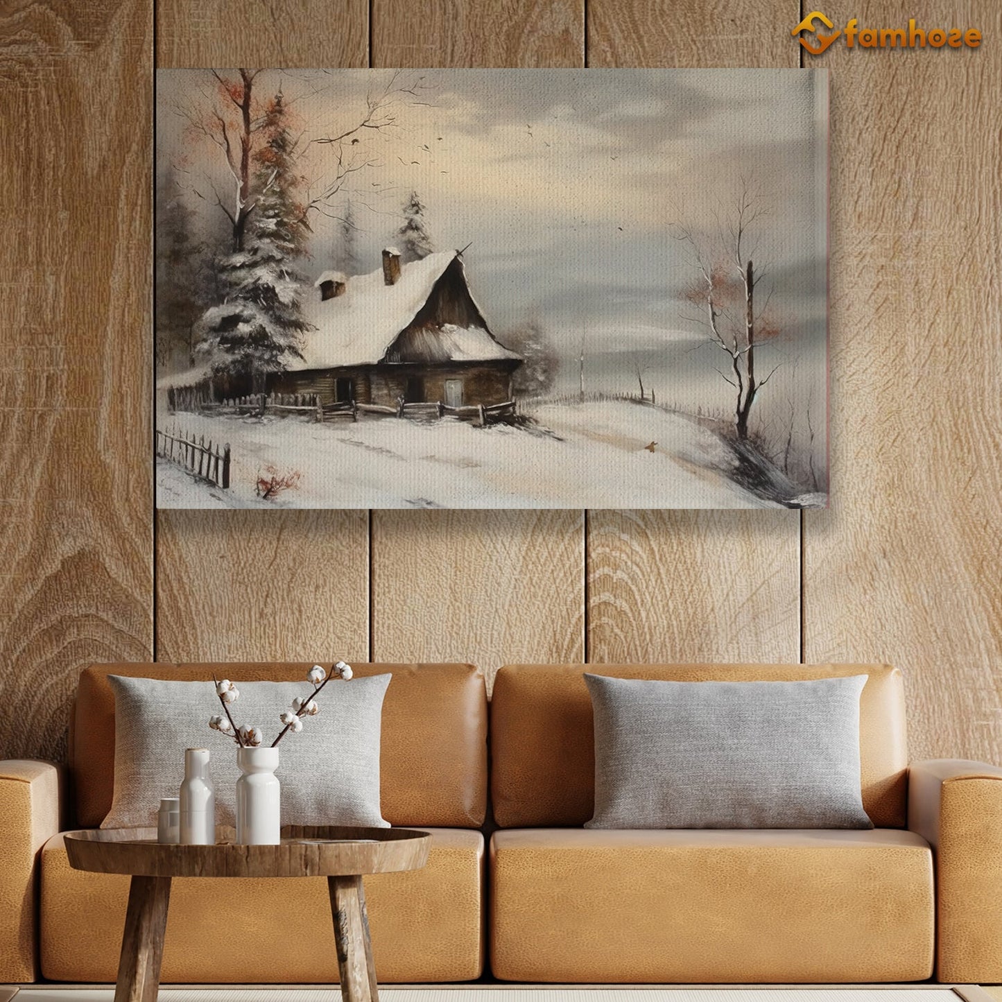 The House Is Covered With Snow During Christmas Season Christmas Canvas Painting, Xmas Wall Art Decor - Christmas Poster Gift For Farmers