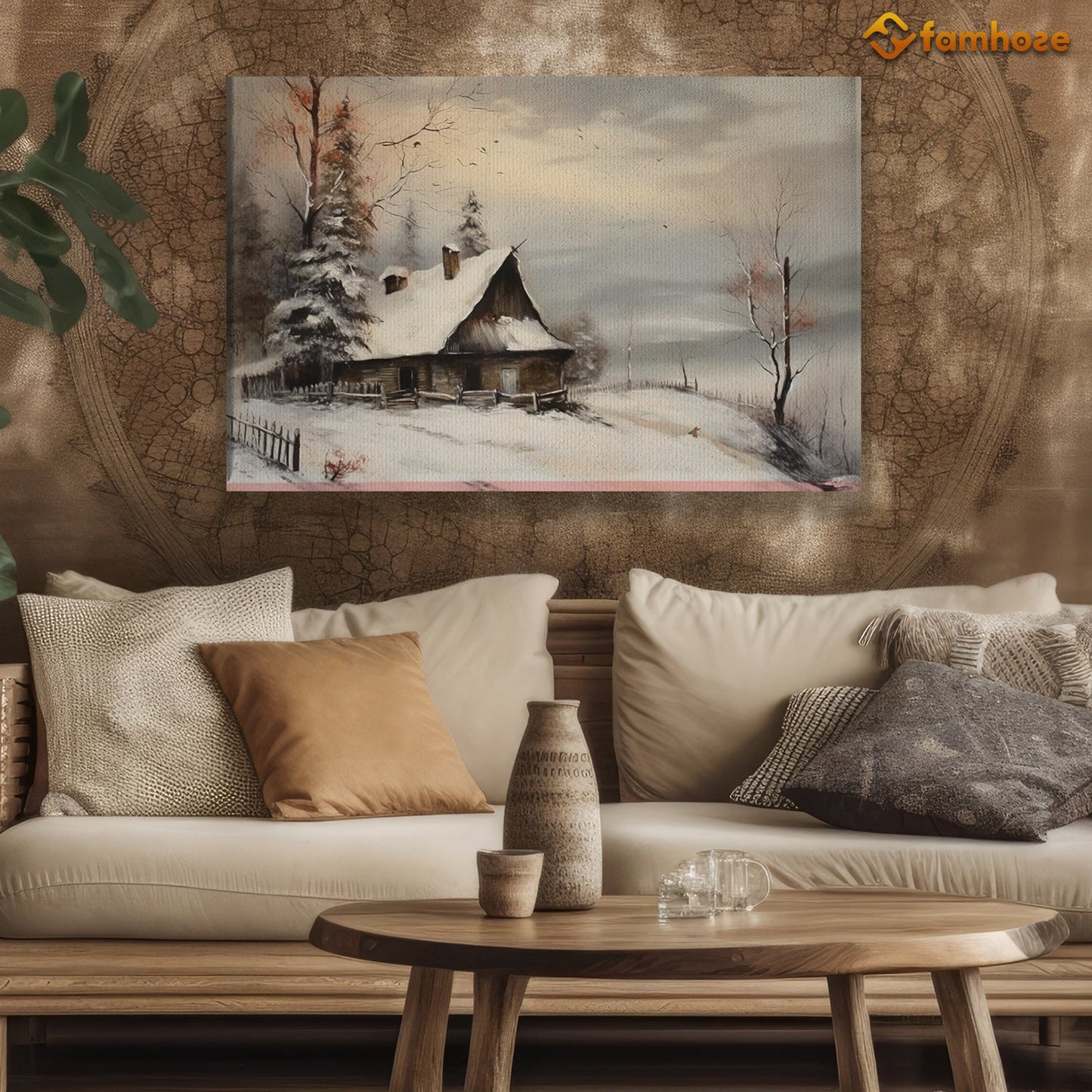 The House Is Covered With Snow During Christmas Season Christmas Canvas Painting, Xmas Wall Art Decor - Christmas Poster Gift For Farmers