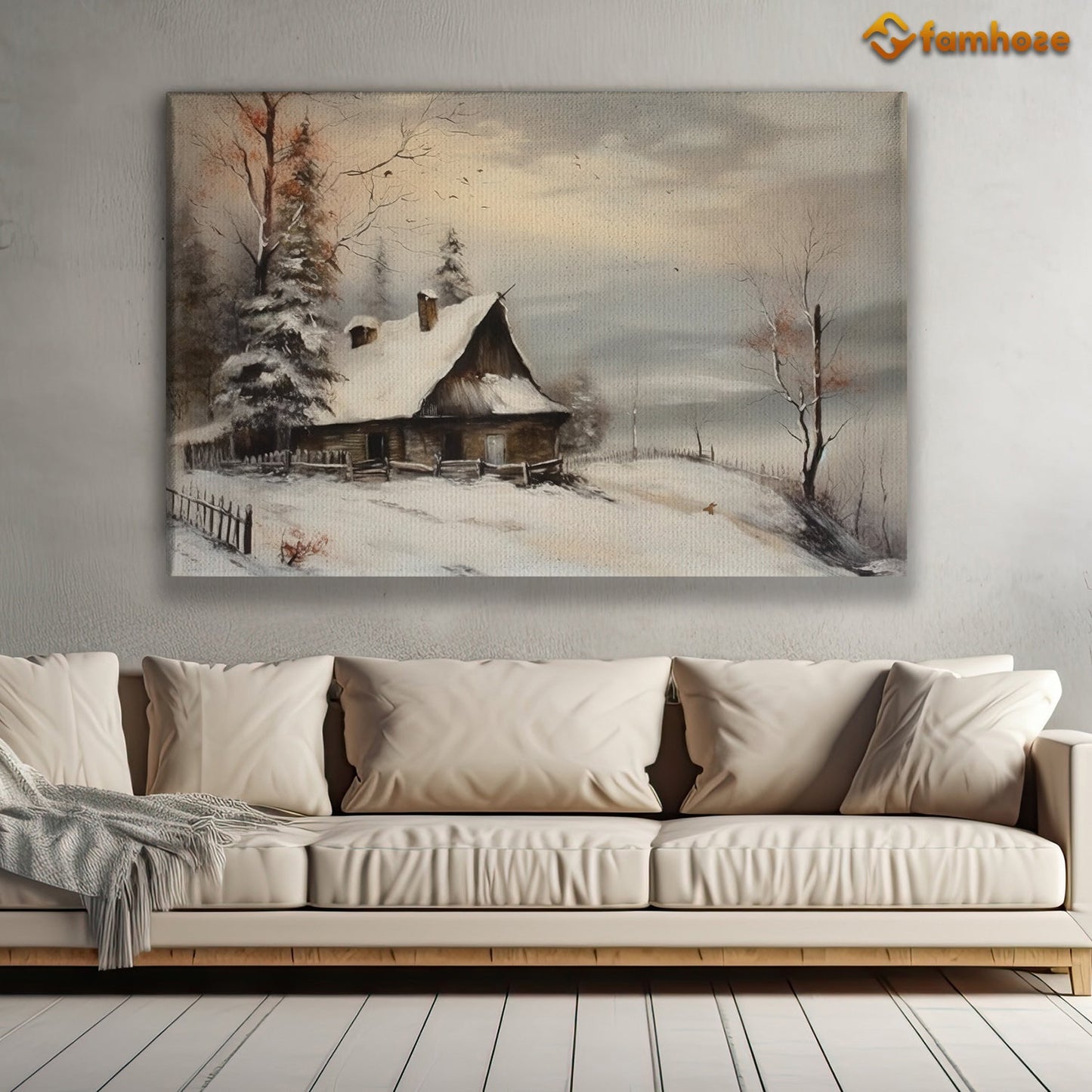 The House Is Covered With Snow During Christmas Season Christmas Canvas Painting, Xmas Wall Art Decor - Christmas Poster Gift For Farmers