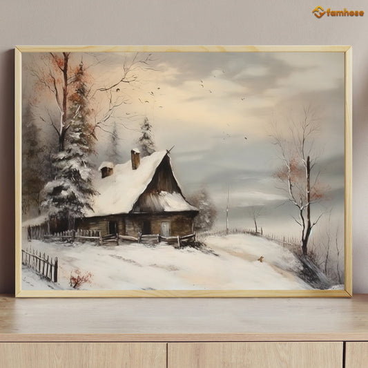 The House Is Covered With Snow During Christmas Season Christmas Canvas Painting, Xmas Wall Art Decor - Christmas Poster Gift For Farmers