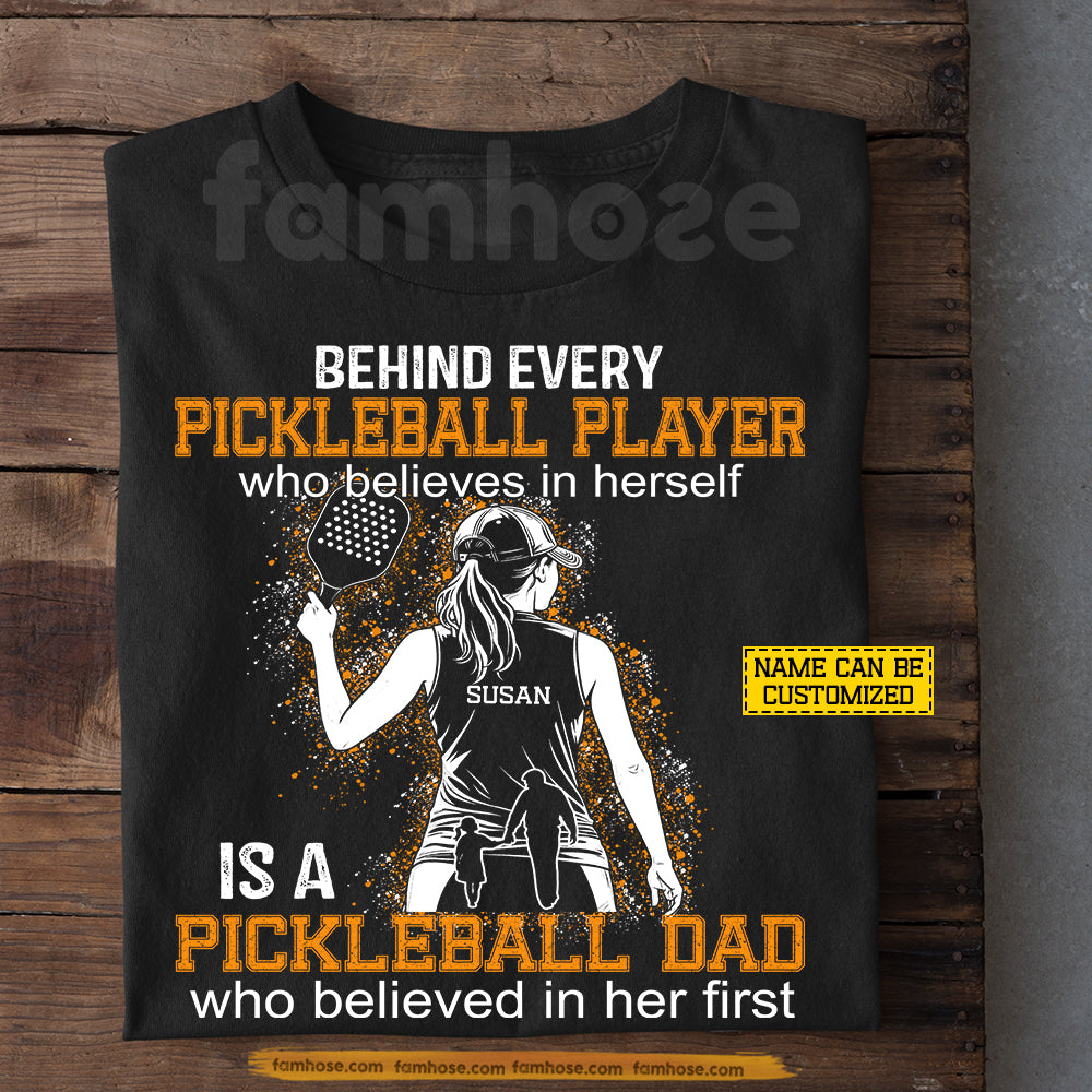 Personalized Pickleball Girl T-shirt, Behind Every Pickleball Player Sport Tees Gift For Pickleball Lovers
