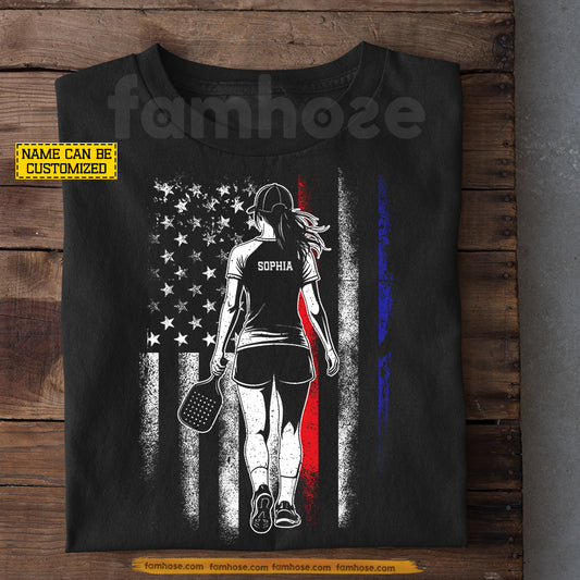 Personalized Pickleball Girl T-shirt, She Walks Her Own Court Sport Tees Gift For Pickleball Lovers
