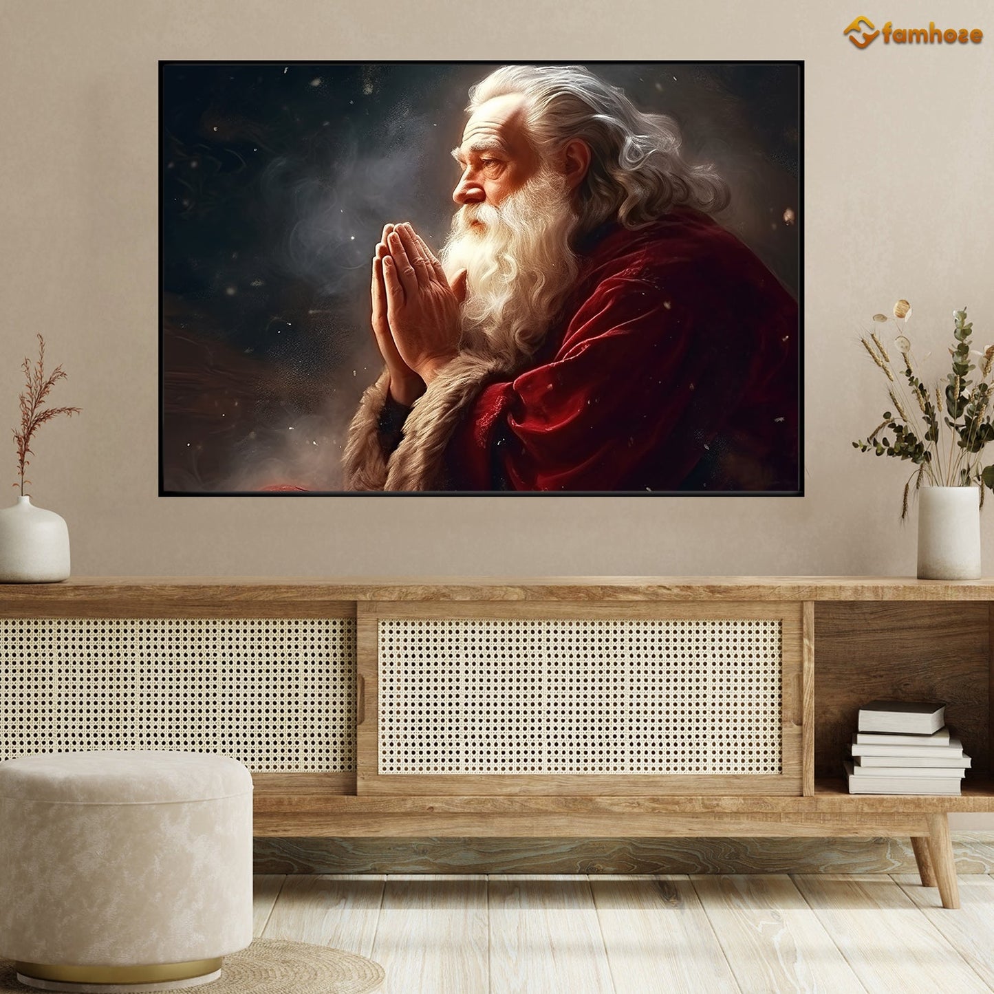 The Old Man Is Praying For All The Best In Christmas, Christmas Canvas Painting, Xmas Wall Art Decor - Christmas Poster Gift For Decorating Your Home