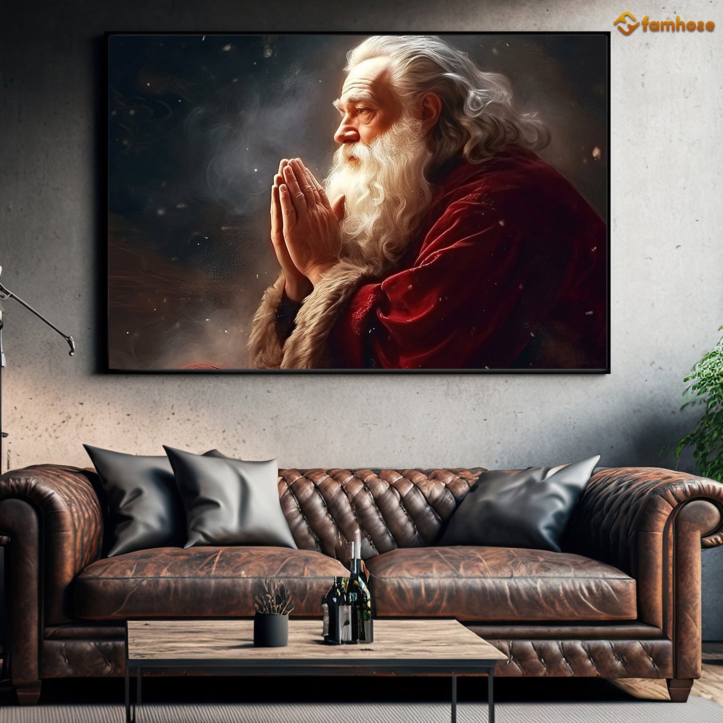 The Old Man Is Praying For All The Best In Christmas, Christmas Canvas Painting, Xmas Wall Art Decor - Christmas Poster Gift For Decorating Your Home