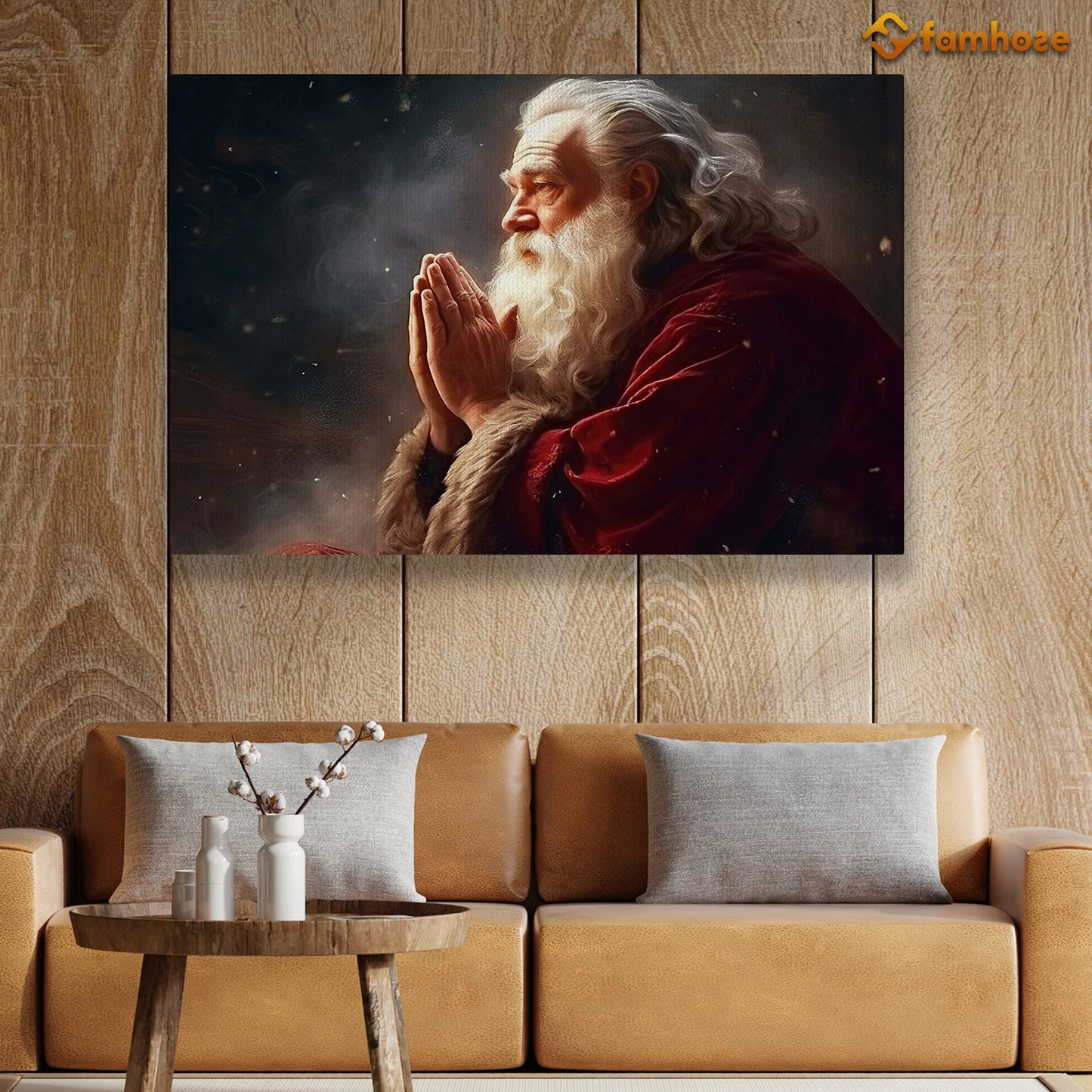 The Old Man Is Praying For All The Best In Christmas, Christmas Canvas Painting, Xmas Wall Art Decor - Christmas Poster Gift For Decorating Your Home