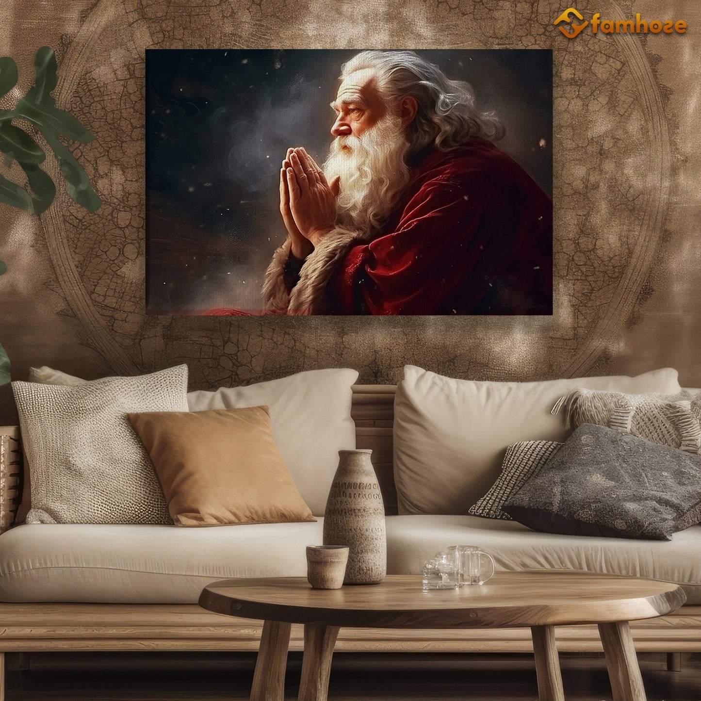 The Old Man Is Praying For All The Best In Christmas, Christmas Canvas Painting, Xmas Wall Art Decor - Christmas Poster Gift For Decorating Your Home