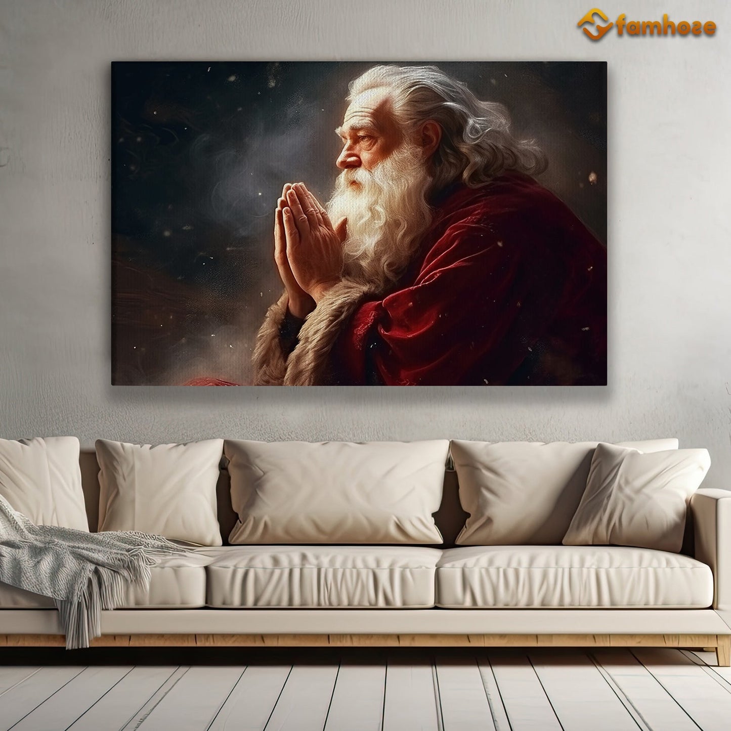 The Old Man Is Praying For All The Best In Christmas, Christmas Canvas Painting, Xmas Wall Art Decor - Christmas Poster Gift For Decorating Your Home