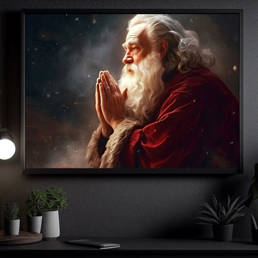 The Old Man Is Praying For All The Best In Christmas, Christmas Canvas Painting, Xmas Wall Art Decor - Christmas Poster Gift For Decorating Your Home