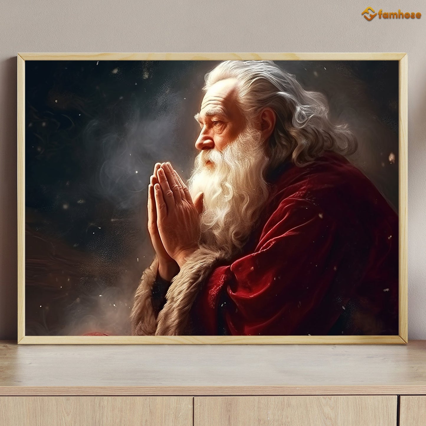 The Old Man Is Praying For All The Best In Christmas, Christmas Canvas Painting, Xmas Wall Art Decor - Christmas Poster Gift For Decorating Your Home