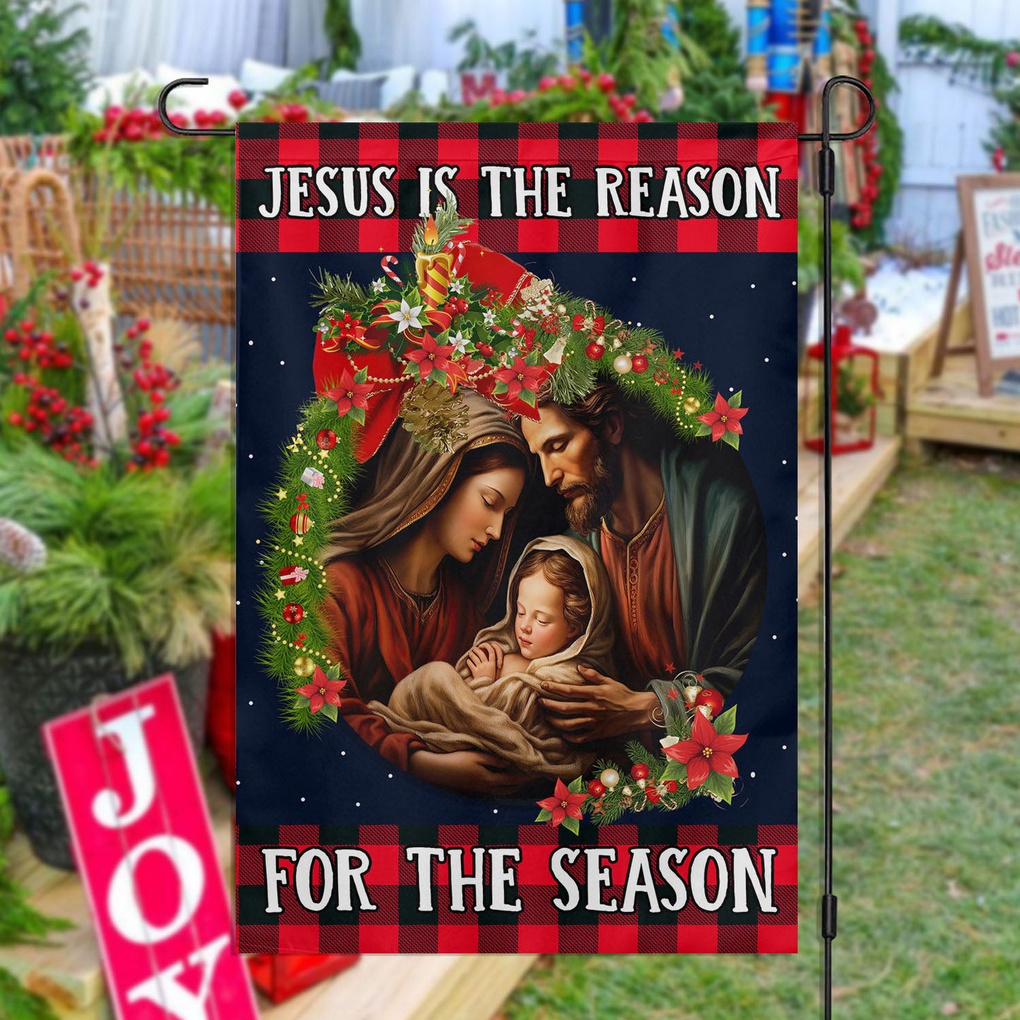 Jesus Is The Reason For The Season, Jesus Xmas Garden Flag & House Flag, Christmas Flag Gift For Jesus Lovers