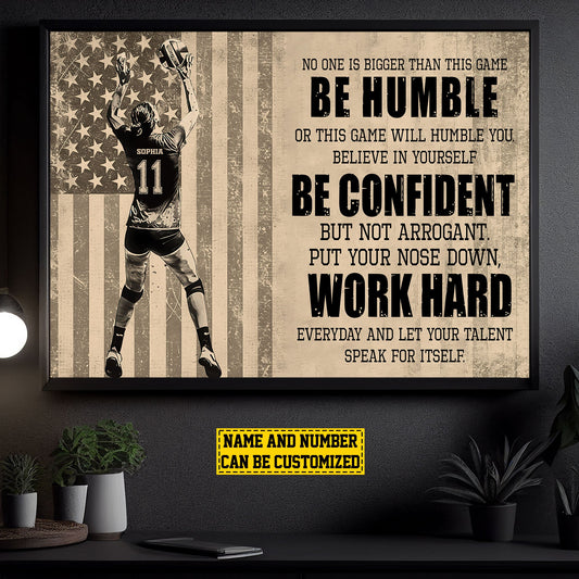 Be Humble Be Confident Work Hard, Personalized Motivational Volleyball Girl Canvas Painting, Inspirational Quotes Wall Art Decor, Poster Gift For Volleyball Lovers