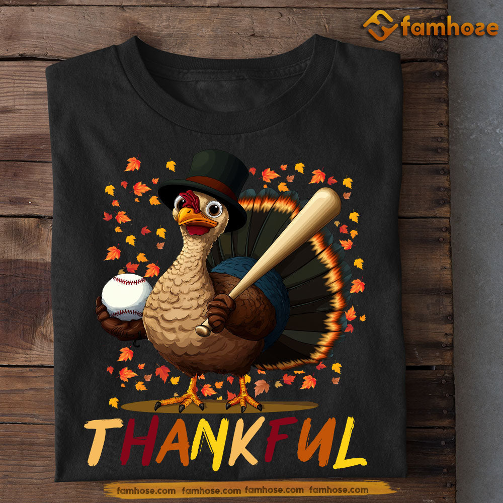 Thanksgiving Baseball T-shirt, Baseball Turkey Thankful, Thankful Gift For Baseball Lovers