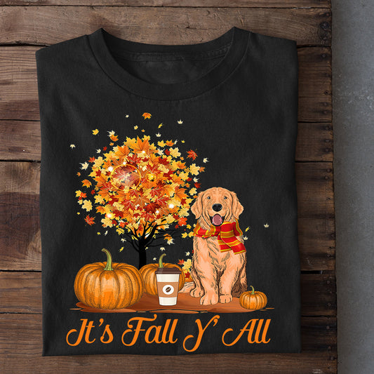 Golden Retriever Dog Thanksgiving T-shirt, It's Fall Y'all Golden Retriever, Gift For Dog Lovers, Dog Owners, Dog Tees