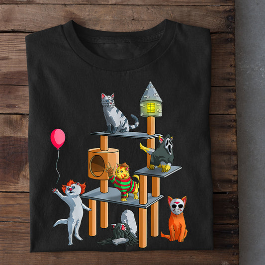 Cute Halloween Cat T-shirt, Cats On The Toy Shelf, Gift For Cat Lovers, Cat Tees, Cat Owners