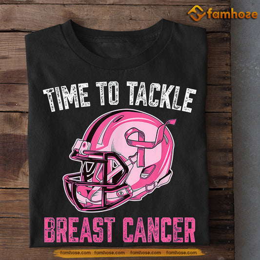 Hockey T-shirt, Time To Tackle, Gift For Hockey Lovers Who Supports Breast Cancer Awareness