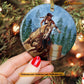 Christmas Barrel Racing Ornament, Strong Girl Ride Barrel Gift For Barrel Racing Lovers, Circle Ceramic Ornament