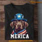 July 4th Dog T-shirt, Merica Labrador, Independence Day Gift For Dog Lovers, Dog Owners, Dog Tees