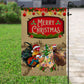 Merry Christmas Chickens Wearing Hats, Chicken Xmas Garden Flag & House Flag, Christmas Flag Gift For Chicken Lovers