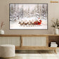 Reindeer And Santa Claus Walk Through The Snowy Forest Christmas Canvas Painting, Xmas Wall Art Decor - Christmas Poster Gift For Decorating Your Home