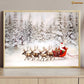 Reindeer And Santa Claus Walk Through The Snowy Forest Christmas Canvas Painting, Xmas Wall Art Decor - Christmas Poster Gift For Decorating Your Home