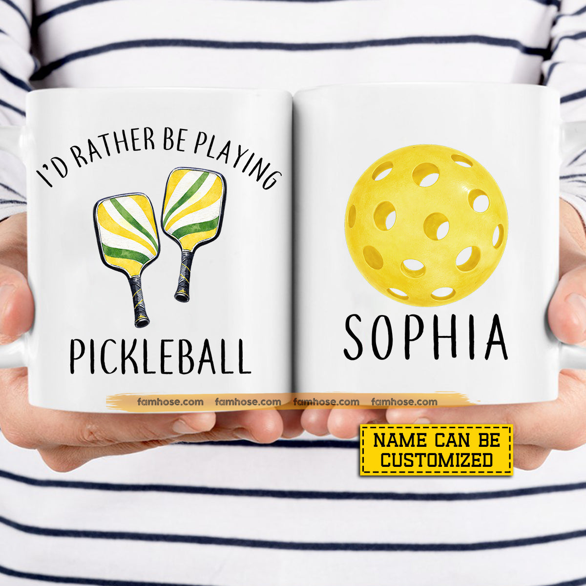 Personalized Pickleball Mug Gift, I'd Rather Be Playing Pickleball Sport Mug Gift For Pickleball Lovers