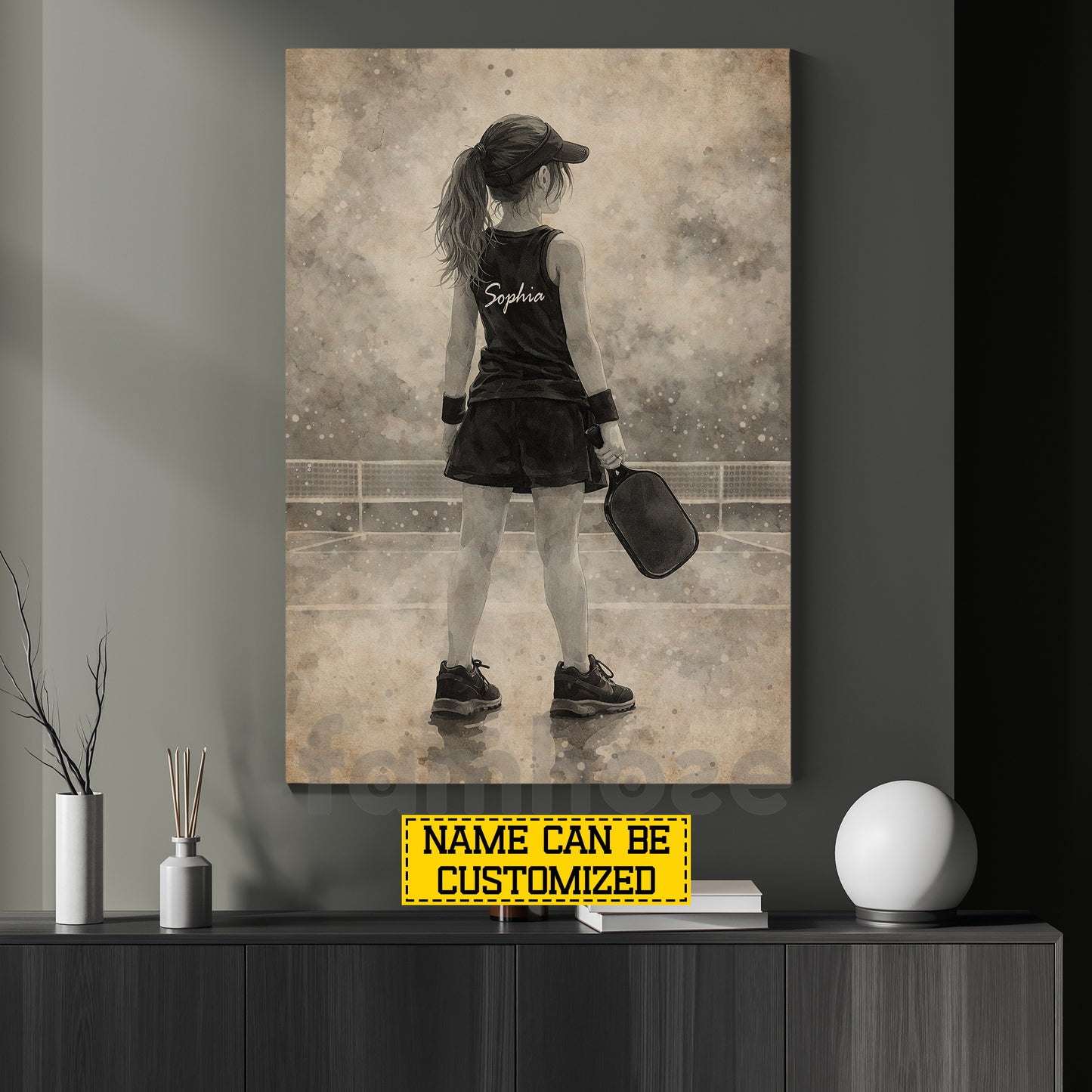 Personalized Pickleball Girl Kid Canvas Painting, Every Champion Starts Here Sport Wall Art Decor, Poster Gift For Pickleball Lover
