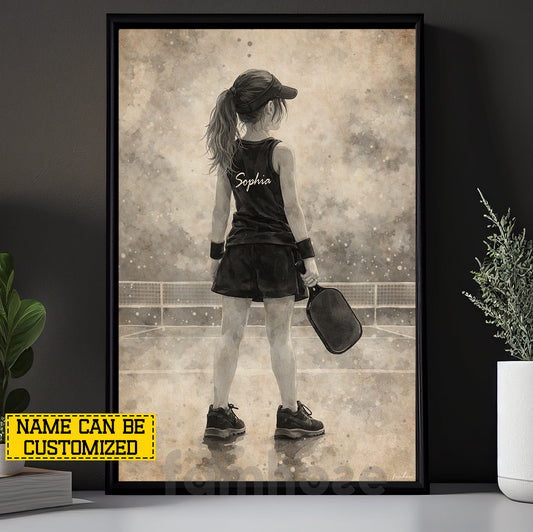Personalized Pickleball Girl Kid Canvas Painting, Every Champion Starts Here Sport Wall Art Decor, Poster Gift For Pickleball Lover