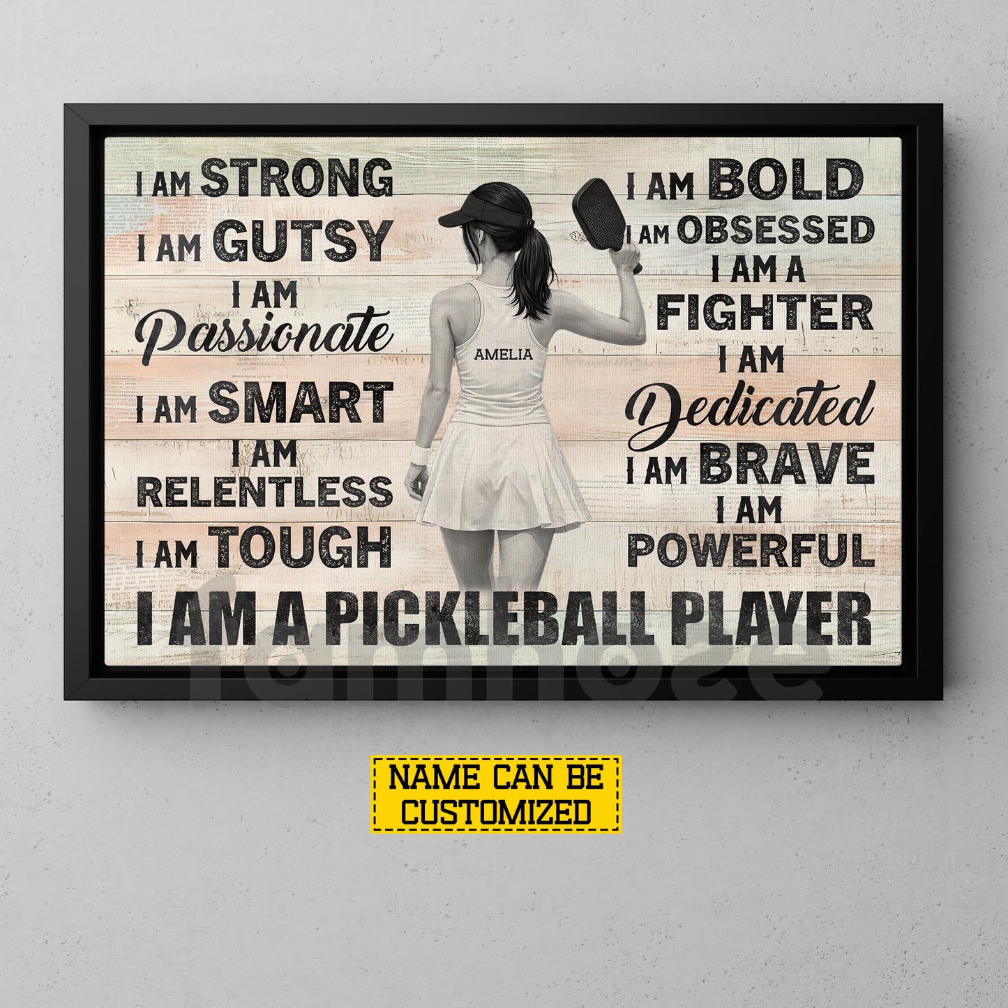 Personalized Pickleball Girl Canvas Painting, I Am A Pickleball Player Sport Wall Art Decor, Poster Gift For Pickleball Lovers